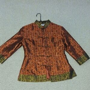 Red And Black Silk Jacket Gina Size L